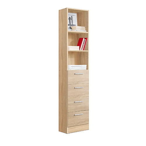 Pegane Etagère coloris Chêne Cambrian - longueur 42 x profondeur 35 x hauteur 186 cm