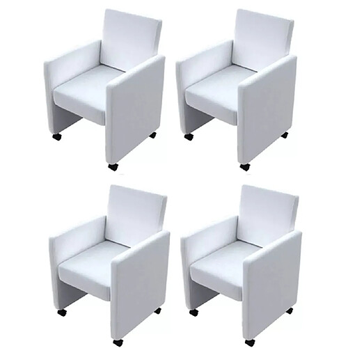 Decoshop26 Lot de 4 chaises de salle à manger cuisine style moderne et confortable en synthétique blanc CDS021244