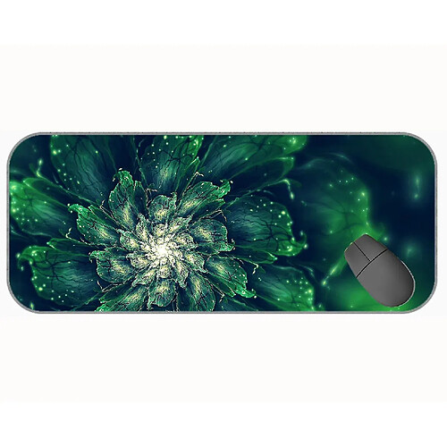 Universal (750x300x3) Grande souris avec un chiffon à texture premium, artistique artistique fleur en caoutchouc vert