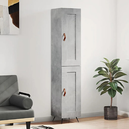 vidaXL Buffet haut Gris béton 34,5x34x180 cm Bois d'ingénierie