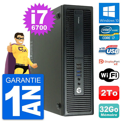 PC HP ProDesk 600 G2 SFF Intel i7-6700 RAM 32Go Disque Dur 2To Windows 10 Wifi · Occasion