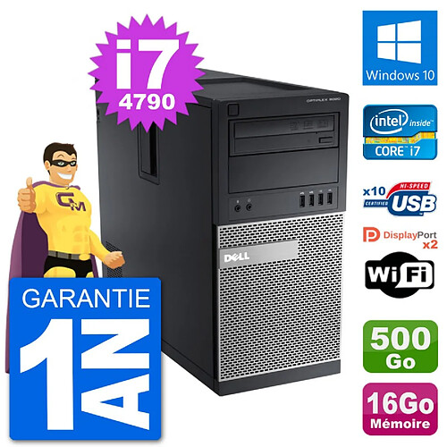 PC Tour Dell 9020 Intel Core i7-4790 RAM 16Go Disque Dur 500Go Windows 10 Wifi · Occasion