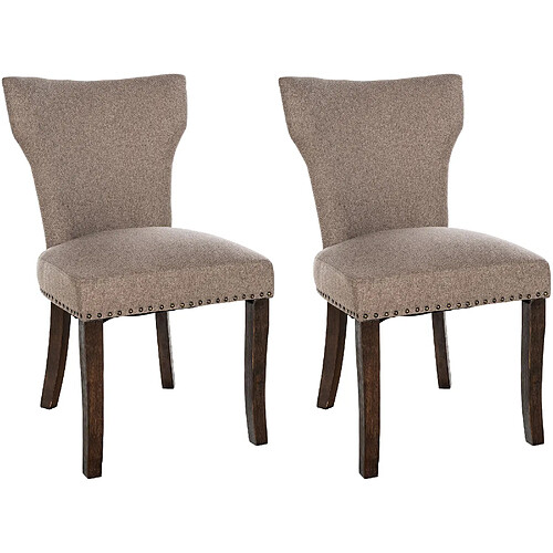 Non Lot de 2 chaises de salle à manger Zadar tissu antique foncé