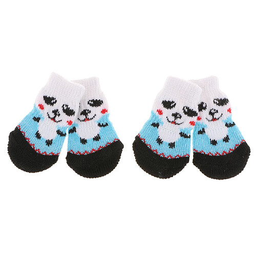 4 pcs chien chaussettes chien plancher poignée chaussettes chaussures bottes antidérapant protecteur chaussettes s bleu