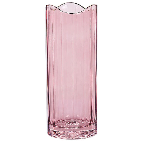 Beliani Vase à fleurs PERDIKI Verre 30 cm Rose