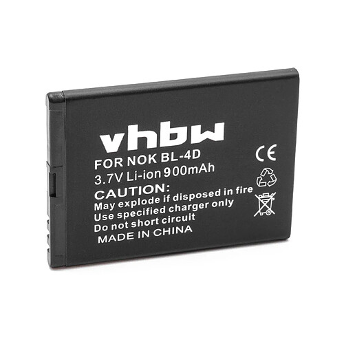 vhbw Batterie remplacement pour Nokia BL-4D pour smartphone (900mAh, 3,7V, Li-ion)