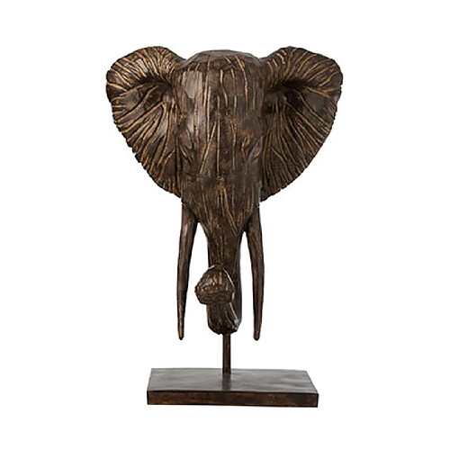 Mes Objet déco tête éléphant 51,5x38x76 cm en polyrésine marron