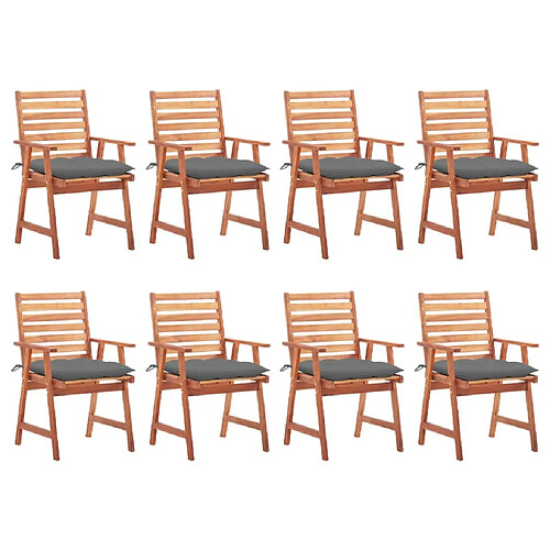 Maison Chic Lot de 8 Chaises à dîner d'extérieur avec coussins | Fauteuil chaises à manger d'extérieur Acacia massif -GKD66656