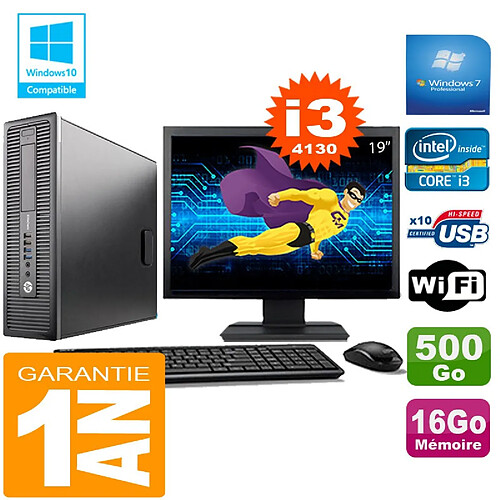 PC HP EliteDesk 800 G1 SFF Core I3-4130 16Go Disque 500 Go Wifi W7 Ecran 19" · Occasion