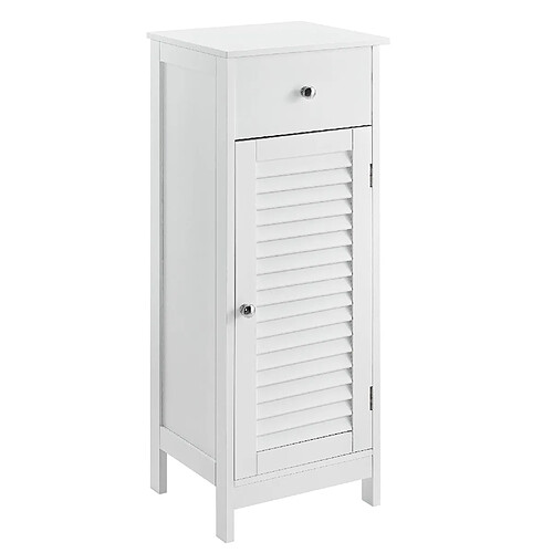 Helloshop26 Armoire de salle de bain meuble haute meuble de salle de bain rangement stockage 87 x 30 x 30 cm MDF laqué blanc 03_0000783