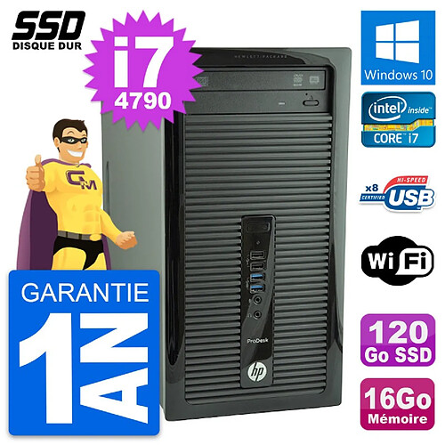 PC Tour HP ProDesk 400 G1 Intel Core i7-4790 RAM 16Go SSD 120Go Windows 10 Wifi · Occasion