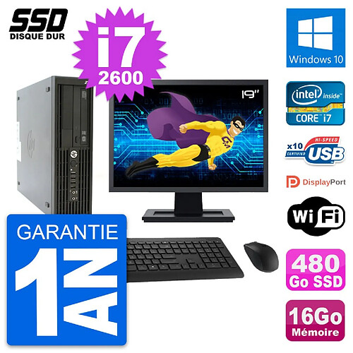 PC HP Z210 SFF Ecran 19" Intel Core i7-2600 RAM 16Go SSD 480Go Windows 10 Wifi · Occasion