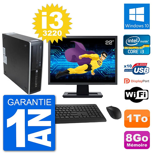 PC HP 8300 SFF Ecran 22" Intel i3-3220 RAM 8Go Disque Dur 1To Windows 10 Wifi · Occasion