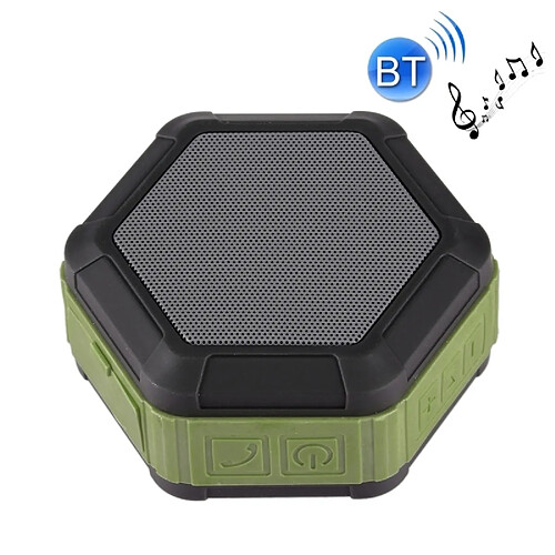 Wewoo Enceinte Bluetooth étanche vert armée Portable haut-parleur stéréo à la vie, avec MIC intégré et crochet, Appels mains-libres de carte TF FM, Distance: 10m