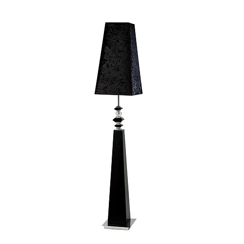 Inspired Lampadaire E27, abat-jour en daim noir/cristal, non compatible LED/CFL