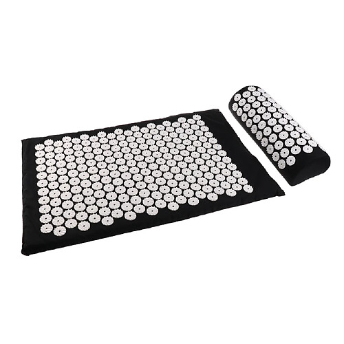 spiky acupressure oreiller ensemble de tapis acupuncture massage coussin coussin kit noir