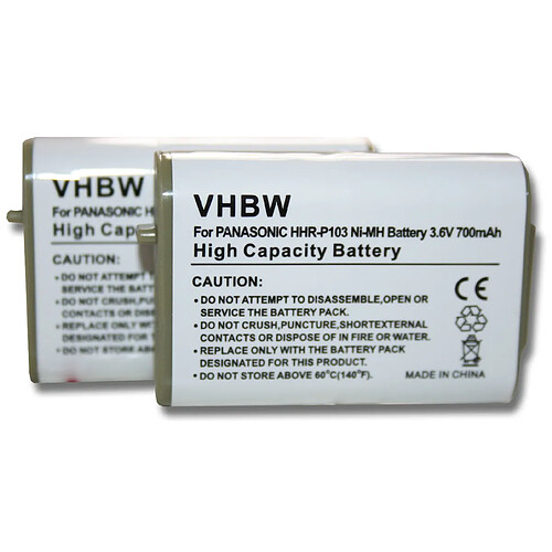 vhbw set de 2 batteries 700mAh pour téléphone fixe sans fil remplace AT&T 249, 102, 103, 249, EP590-2, EP5962 BASE, EP-5962 HANDSET, 80-5808-00-00,