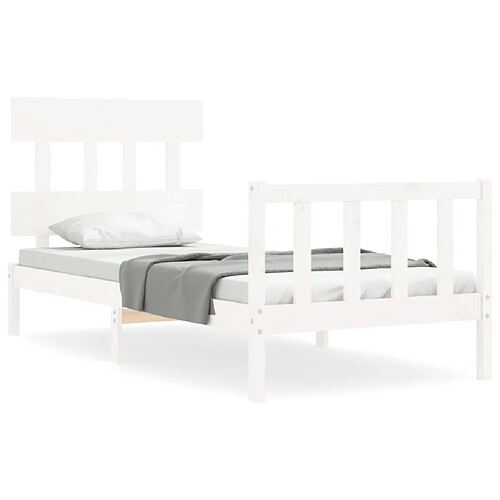 Maison Chic Cadre/structure de lit avec tête de lit pour adulte - Lit Moderne Chambre blanc simple bois massif -MN82873