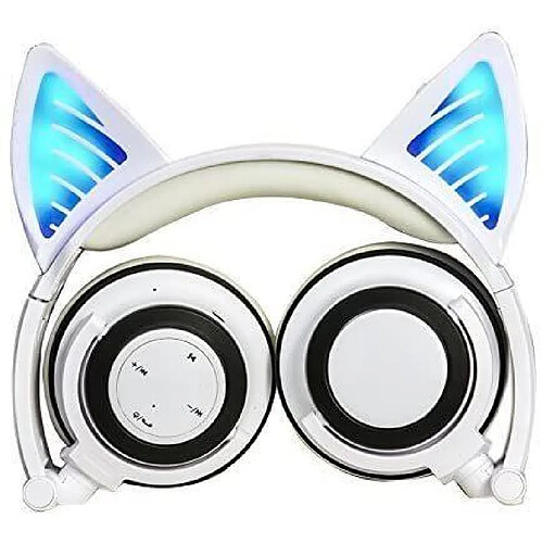 Chrono Casque Bluetooth sans fil avec microphone et contrôle du volume, casque oreilles de chat lumineuses à LED pour iPhone 7/6S/iPad, lecteur MP3, MP4, phone portable Android, MacBook