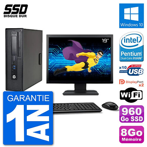 PC HP EliteDesk 800 G1 Ecran 19" Intel G3220 RAM 8Go SSD 960Go Windows 10 Wifi · Occasion