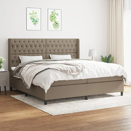 vidaXL Sommier à lattes de lit avec matelas Taupe 200x200 cm Tissu