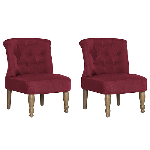 Helloshop26 Fauteuil chaise siège lounge design club sofa salon s françaises 2 pcs rouge bordeaux tissu 1102259