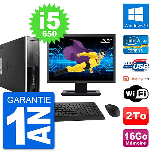 PC HP 8100 SFF Ecran 22" Intel Core i5-650 RAM 16Go Disque 2To Windows 10 Wifi · Occasion