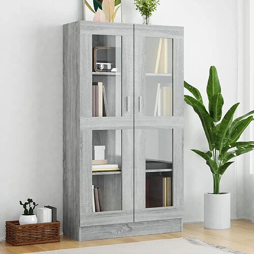 vidaXL Armoire à vitrine Sonoma gris 82,5x30,5x150cm Bois d'ingénierie