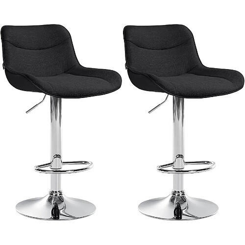 Non Lot de 2 tabourets de bar Vonore tissu chrome