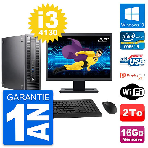 PC HP 600 G1 SFF Ecran 22" Intel i3-4130 RAM 16Go Disque Dur 2To Windows 10 Wifi · Occasion