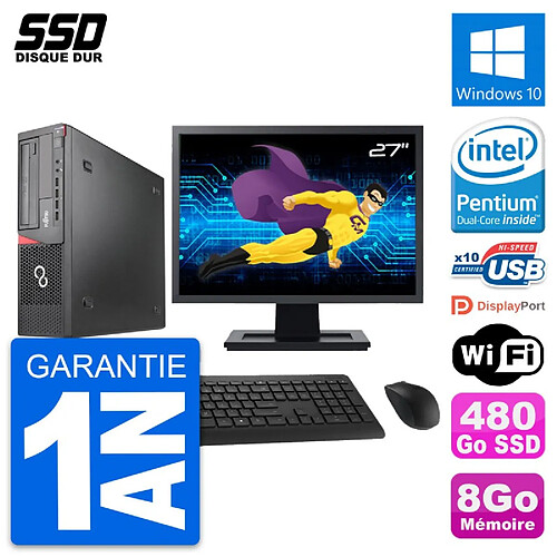 PC Fujitsu E920 DT Ecran 27" Intel G3220 RAM 8Go SSD 480Go Windows 10 Wifi · Occasion