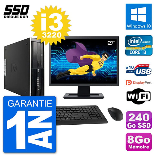 PC HP Compaq Pro 6300 SFF Ecran 27" i3-3220 RAM 8Go SSD 240Go Windows 10 Wifi · Occasion