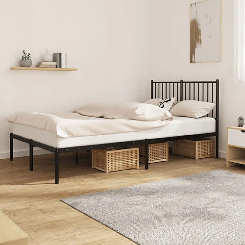 Maison Chic Lit adulte - Cadre de lit métal avec tête de lit,Structure du lit Contemporain pour chambre noir 120x200 cm -MN93775