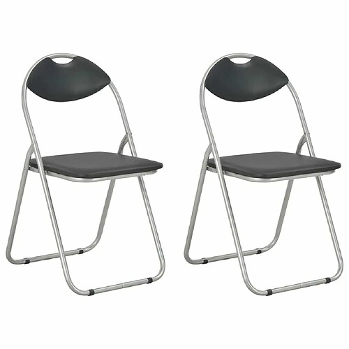 Maison Chic Lot de 2 Chaises pliantes à manger Chaise à dîner noir similicuir -MN19103