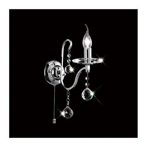 Luminaire Center Applique murale Bianco avec interrupteur 1 Ampoule chrome poli/cristal