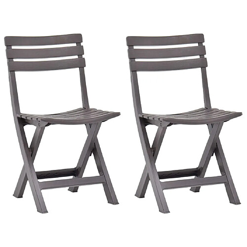 vidaXL Chaises de jardin pliables lot de 2 Plastique Mocha