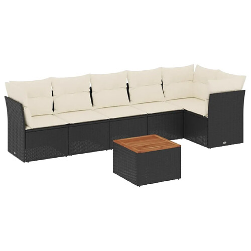 Maison Chic Ensemble Tables et chaises d'extérieur 7pcs avec coussins,Salon de jardin noir résine tressée -GKD104684