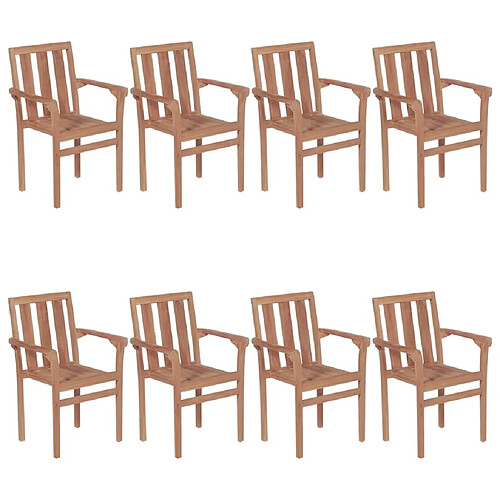 Maison Chic Lot de 8 Chaises de jardin avec coussins,Fauteuil d'extérieur empilables Teck solide -MN35628