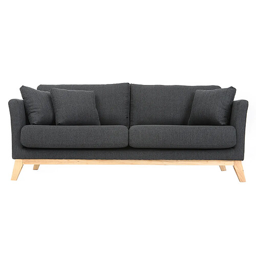 Miliboo Canapé scandinave 3 places déhoussable gris foncé et pieds bois OSLO