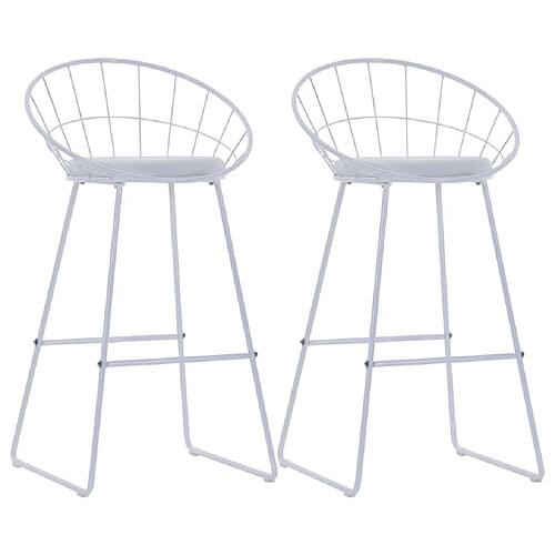 vidaXL Chaises de bar lot de 2 blanc similicuir