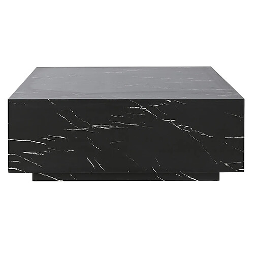 Pegane Table basse, table de salon carrée en marbre coloris noir - longueur 90 x profondeur 90 x Hauteur 35 cm