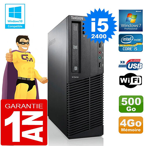 PC Lenovo M92p SFF Core I5-2400 Ram 4Go Disque 500 Go Graveur DVD Wifi W7 · Occasion