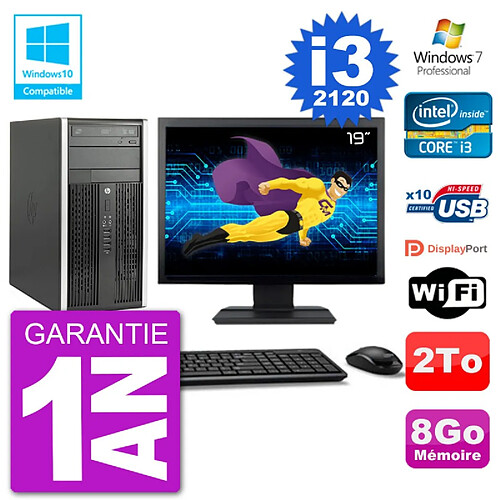 PC HP 6300 MT Ecran 19" Core i3-2120 RAM 8Go Disque 2To Graveur DVD Wifi W7 · Occasion