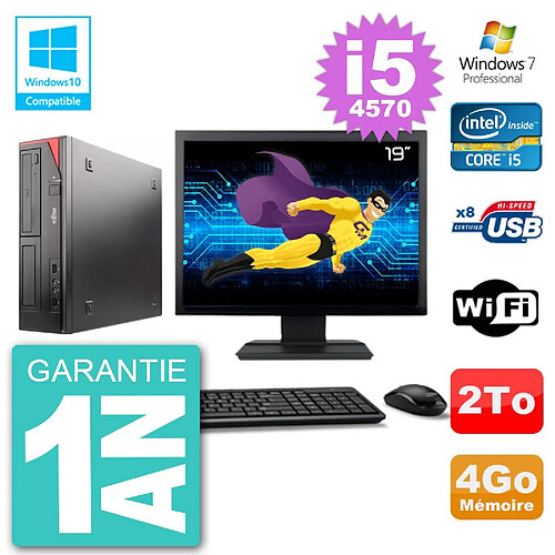 PC Fujitsu Esprimo E520 Ecran 19" i5-4570 RAM 4Go Disque 2To Graveur DVD Wifi W7 · Occasion