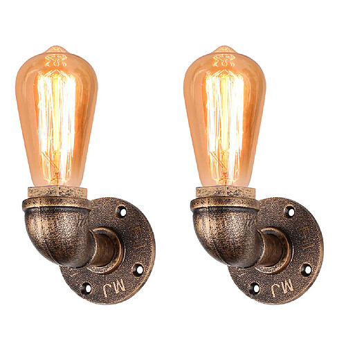 Stoex 2x Créatif Vintage Applique murale Conduite D'eau Lampe murale Industriel Rétro Lampe de Mur Fer Métal E27 60 W pour Restaurant, Café, Bar, Cuisine, Chambre à coucher, Rouille