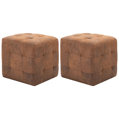 vidaXL Tables de chevet 2 pcs Marron 30x30x30 cm Similicuir daim