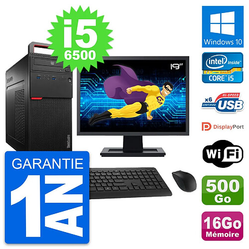 PC Tour Lenovo M700 Ecran 19" i5-6500 RAM 16Go Disque Dur 500Go Windows 10 Wifi · Occasion