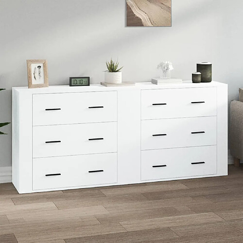 vidaXL Buffets 2 pcs blanc bois d'ingénierie