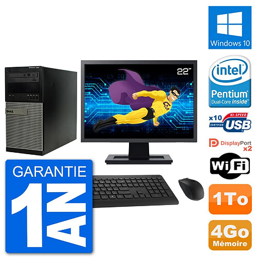 PC Tour Dell 7020 Ecran 22" Intel G3220 RAM 4Go Disque 1To Windows 10 Wifi · Occasion