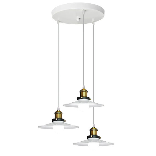 Stoex Suspension Luminaire Vintage Métal Ø22cm - Edison 3 Têtes - Style industriel pour Cuisine Salon Salle à manger Bar , Blanc